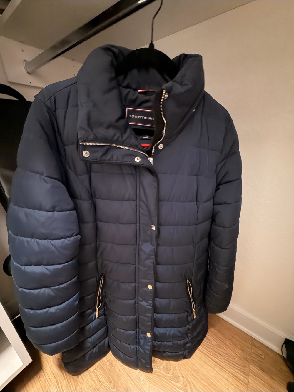 Tommy Hilfiger Navy Quilted Puffer Jacket for Women